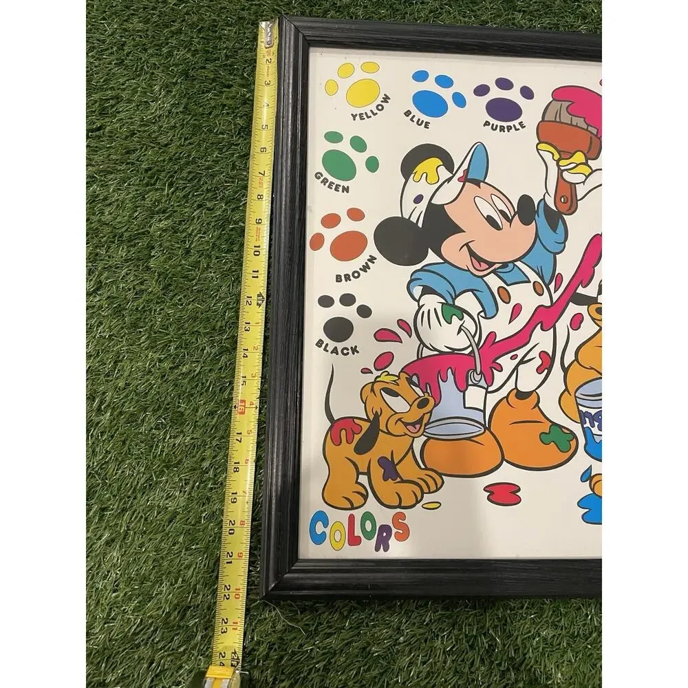 Vintage Disney Mickey Mouse Colors Litho Poster Print Framed Pluto Puppy 82265